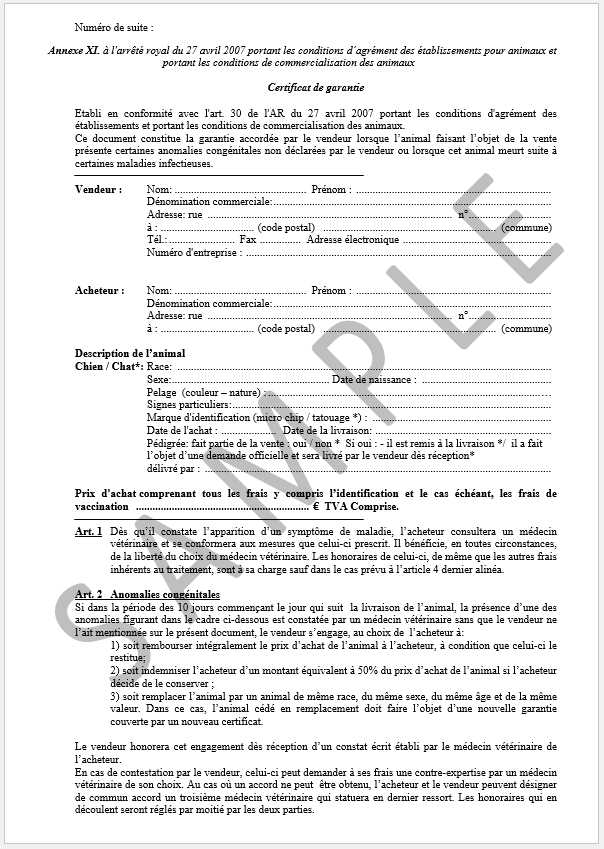 certificat garantie page1